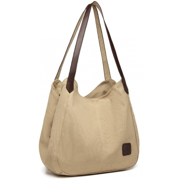 Miss Lulu Kabelka - látková, na rameno s trojitým vnútrom, khaki 46717718