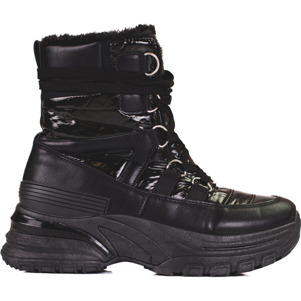 BASIC Čierne dámske snehule s kožúškom 22-16061B 36066260