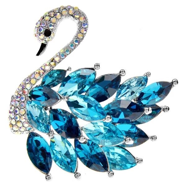 GLORY Brošňa Labuť s modrými krištáľmi 2130 36073746