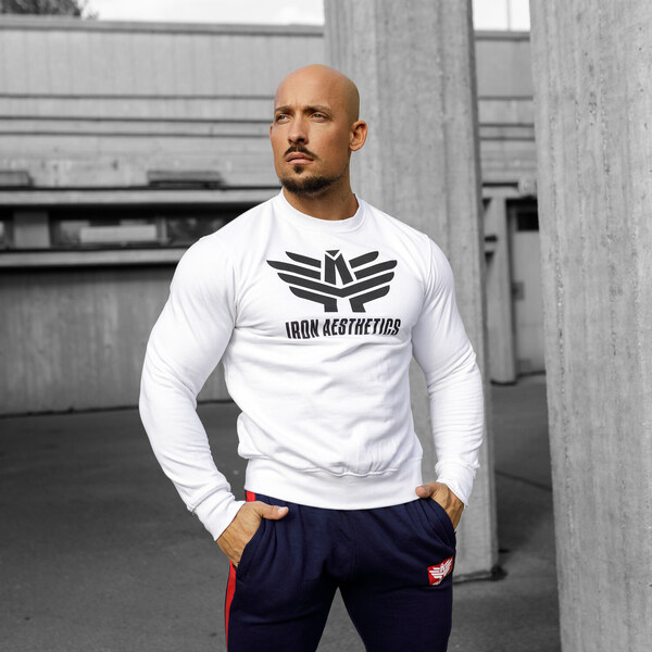 Mikina bez kapucne Iron Aesthetics, biela 24553665