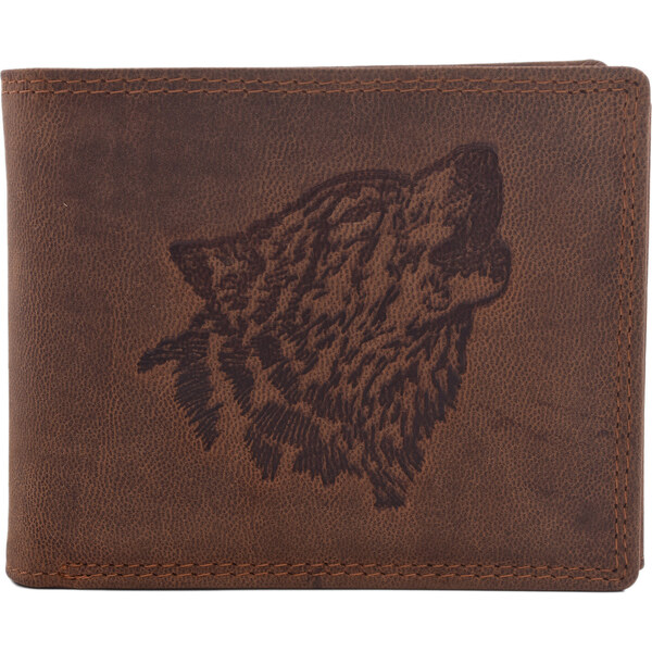 Pánska kožená peňaženka MERCUCIO svetlohnedá embos vlk 2911908 60313143