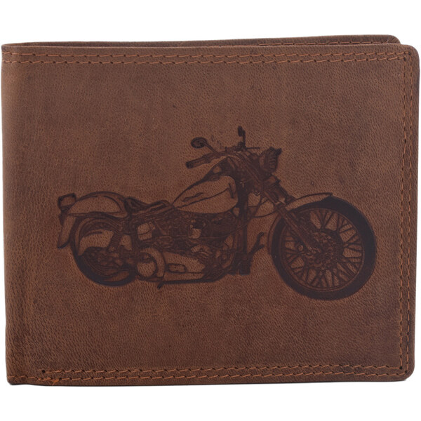 Pánska kožená peňaženka MERCUCIO svetlohnedá embos motorka 2911908 60313131