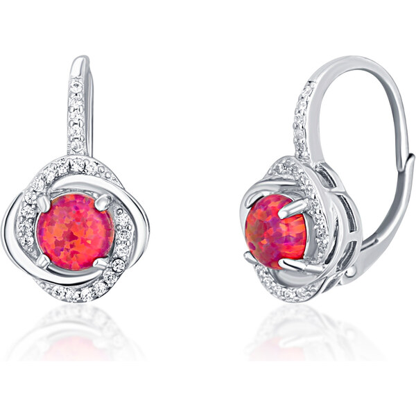 Ligot Strieborné náušnice s opálom a zirkónmi 46720278