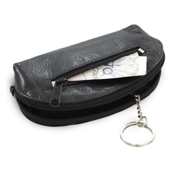 Arwel Čierna kožená dvojzipsová kľúčenka 619-0367-60 36559623