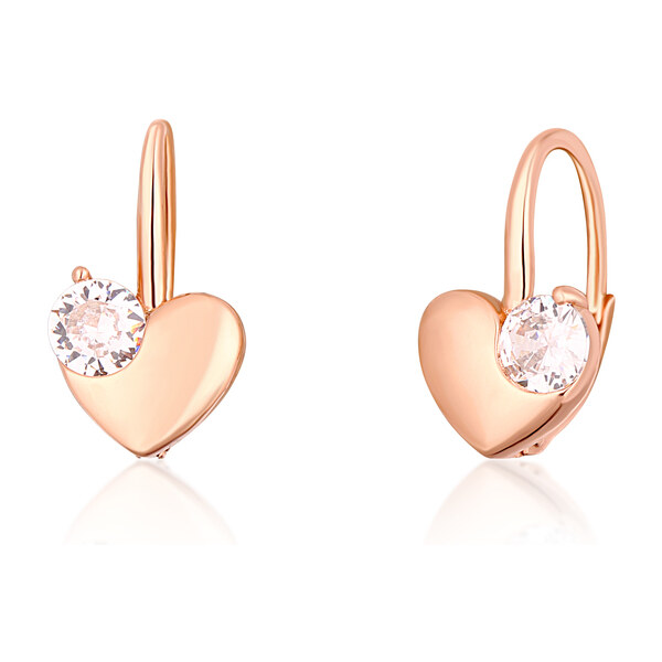 Ligot Strieborné pozlátené náušnice srdiečka so zirkónom 46720360