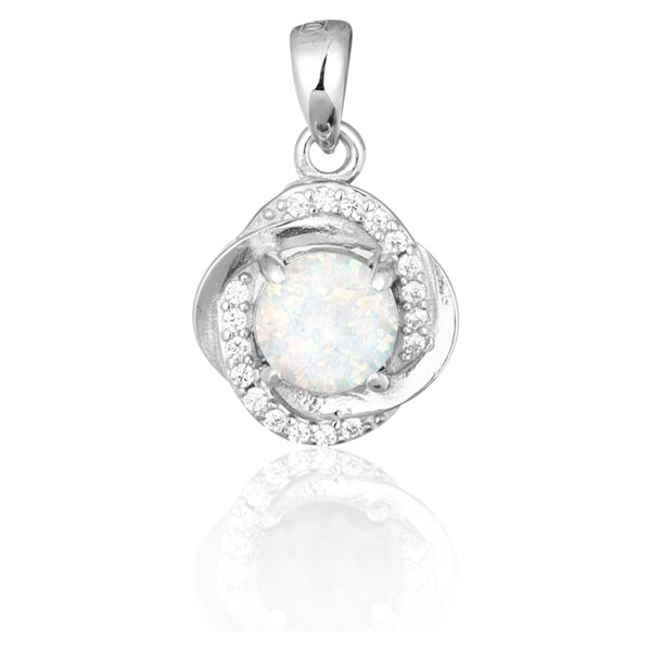 Ligot Strieborný prívesok s opálom a zirkónmi 46720389