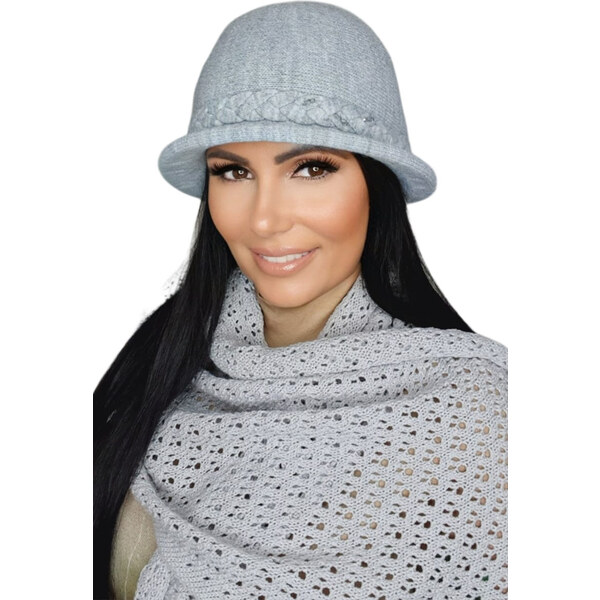 Kamea Svetlošedý luxusný dámsky zimný klobúk Farida, Farba svetlošedá 36165781
