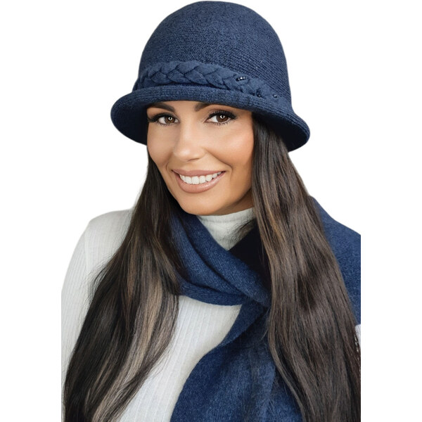 Kamea Tmavomodrý luxusný dámsky zimný klobúk Farida, Farba tmavomodrá 36165783