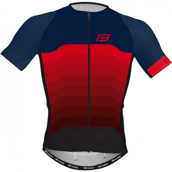 Force dres ascent, krátky rukáv, modro-červený 36376442
