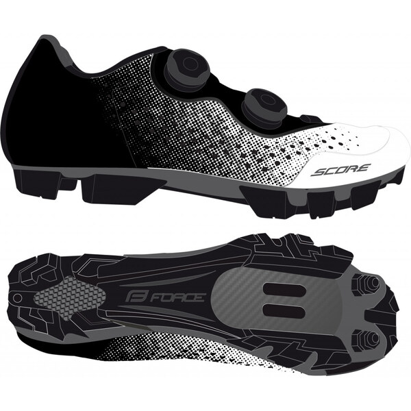 FORCE tretry MTB SCORE, bielo-čierne 36059590