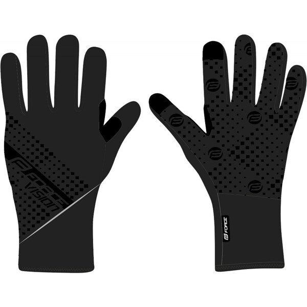 FORCE rukavice VISION softshell, jar-jeseň, čierne 36061060