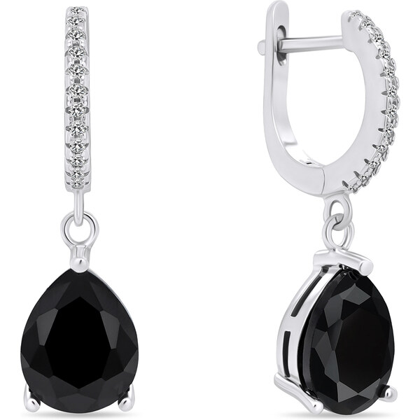 Brilio Silver Pôvabné strieborné náušnice s čiernym zirkónom EA638WBC 66579081