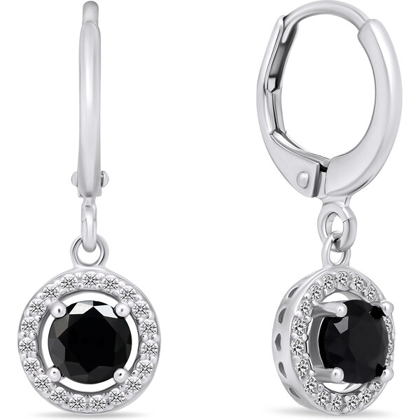 Brilio Silver Elegantné strieborné náušnice s čiernym zirkónom 66595425