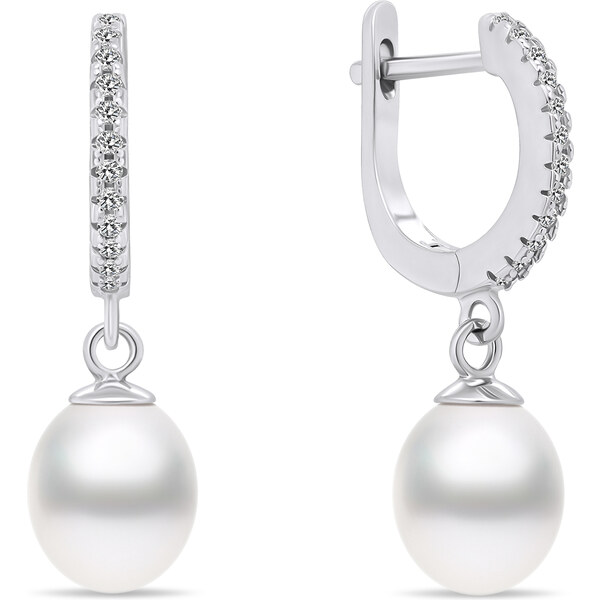 Brilio Silver Pôvabné strieborné náušnice s perlami EA650W 66590064