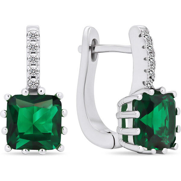 Brilio Silver Originálne strieborné náušnice so zelenými zirkónmi 66631221