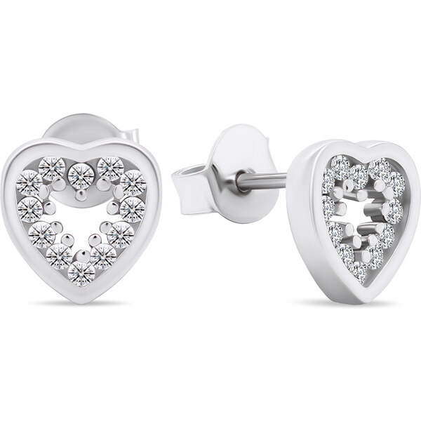 Brilio Silver Pôvabné strieborné náušnice so zirkónmi Srdiečka EA573W 66588720