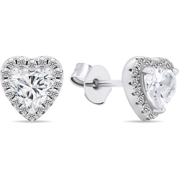 Brilio Silver Romantické strieborné náušnice so zirkónmi Srdiečka 66578871