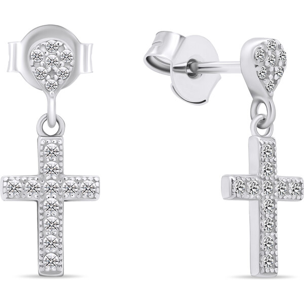 Brilio Silver Moderné strieborné náušnice so zirkónmi Krížiky EA572W 66592677