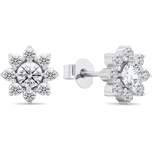 Brilio Silver Slušivé strieborné náušnice so zirkónmi Kytičky EA577W 66595350