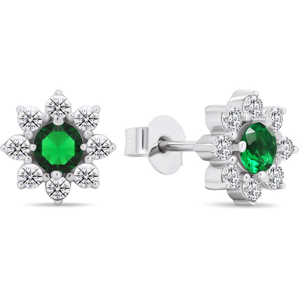 Brilio Silver Slušivé strieborné náušnice so zirkónmi Kytičky EA577WG 66614572