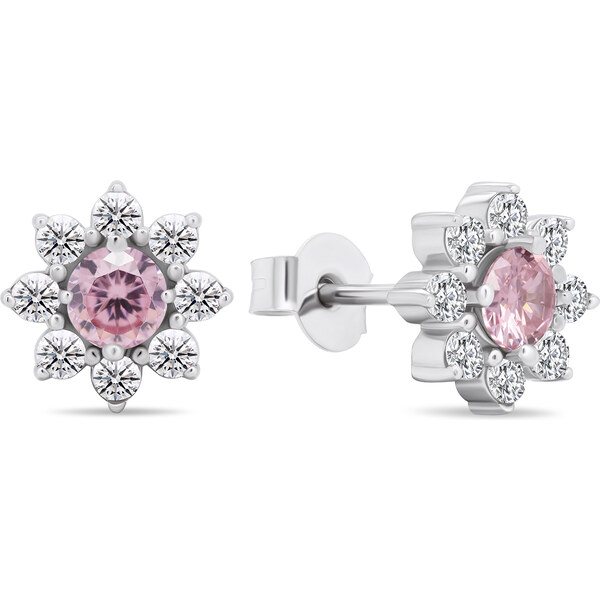 Brilio Silver Slušivé strieborné náušnice so zirkónmi Kytičky EA577WP 66614592