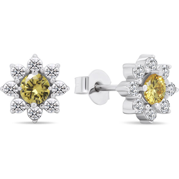 Brilio Silver Slušivé strieborné náušnice so zirkónmi Kytičky EA577WYL 66614591