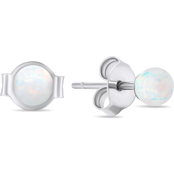 Brilio Silver Jemné strieborné kôstky s bielymi syntetickými opálmi 66579653