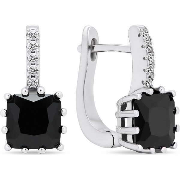 Brilio Silver Originálne strieborné náušnice s čiernymi zirkónmi 66615795