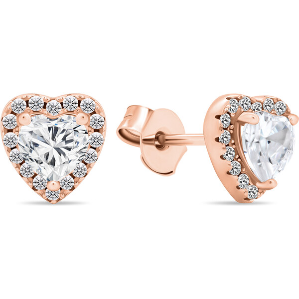 Brilio Silver Romantické bronzové náušnice so zirkónmi Srdiečka EA574R 66615808