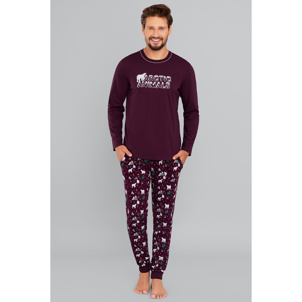 Italian Fashion Vianočné pánske pyžamo Manfred mega soft bordové, 36270604