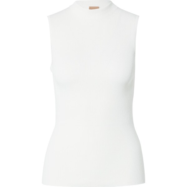 BOSS Vyšívaný top Feskies šedobiela 36288419