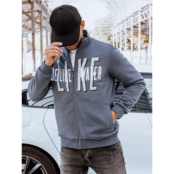 Buďchlap Atraktívna tmavošedá mikina bez kapucne 36285609