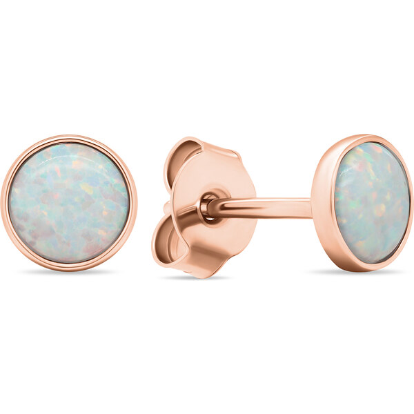 Brilio Silver Pôvabné bronzové náušnice kôstky so syntetickými opálmi 66597121