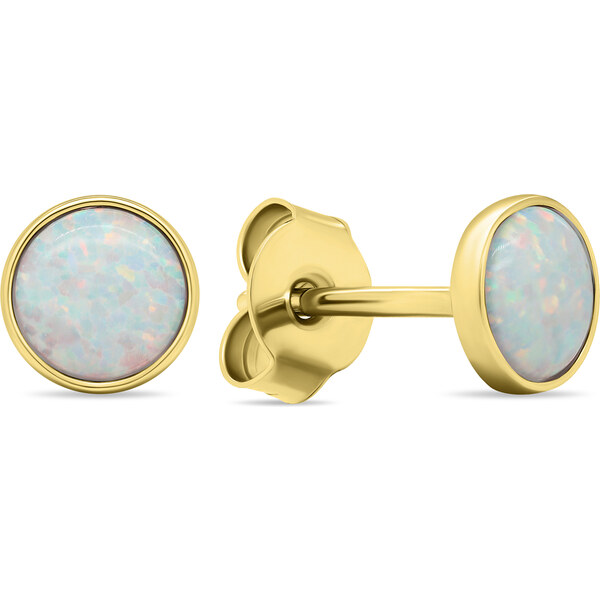 Brilio Silver Pôvabné pozlátené náušnice kôstky so syntetickými opálmi 66585755