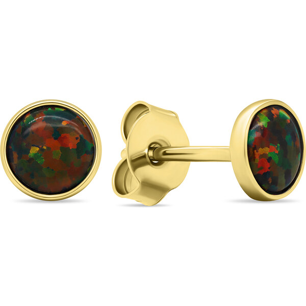 Brilio Silver Pozlátené náušnice kôstky so syntetickými opálmi 66615775