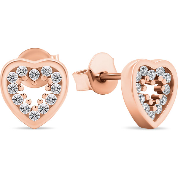 Brilio Silver Pôvabné bronzové náušnice so zirkónmi Srdiečka EA573R 66600303