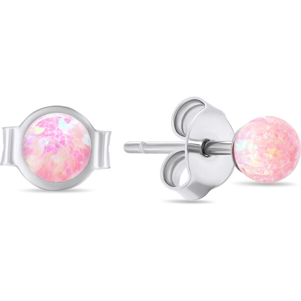 Brilio Silver Jemné strieborné kôstky s ružovými syntetickými opálmi 66595965