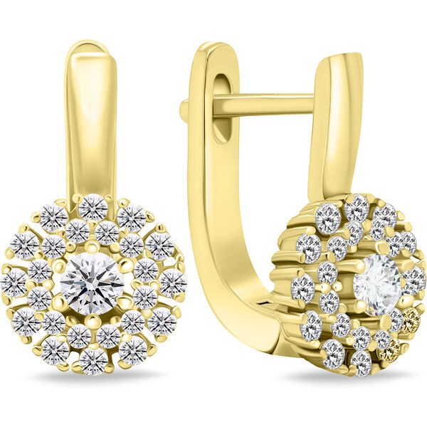 Brilio Silver Slušivé pozlátené náušnice so zirkónmi EA674Y 66588581