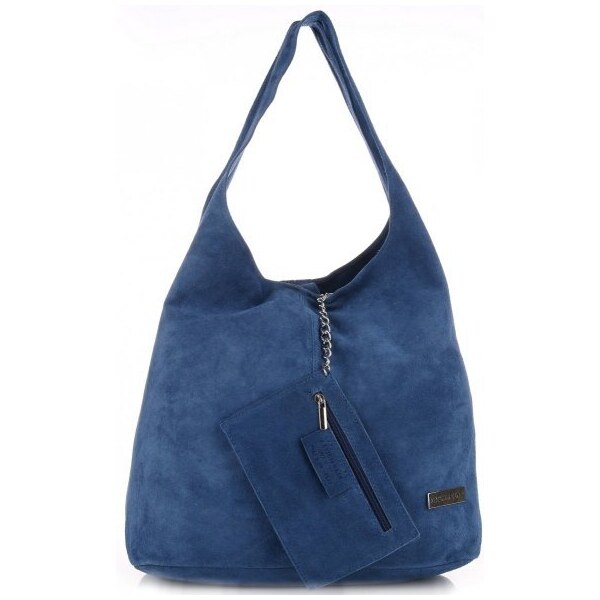 Kožené kabelka shopper bag Vittoria Gotti modrá V8802 64502420