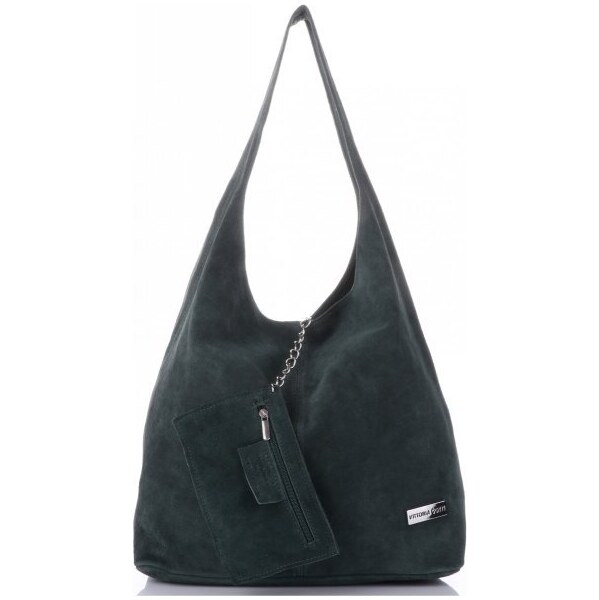 Kožené kabelka shopper bag Vittoria Gotti fľašková zelená V8802 64502426