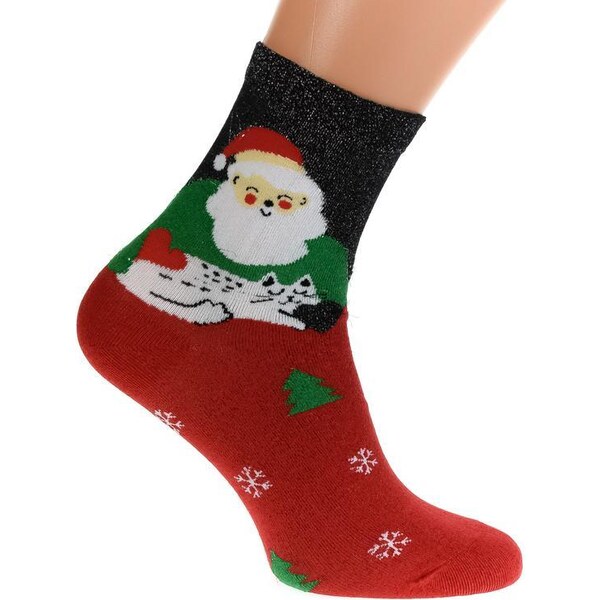 AURA.VIA Červené trblietavé ponožky SANTA 50892189