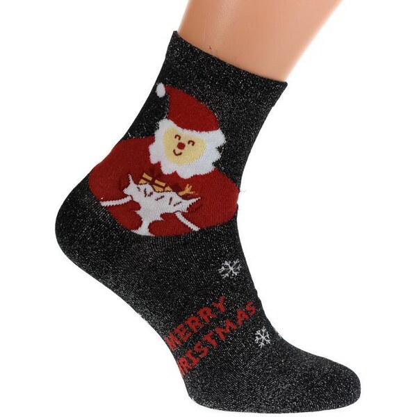 AURA.VIA Čierne trblietavé ponožky SANTA 50892190