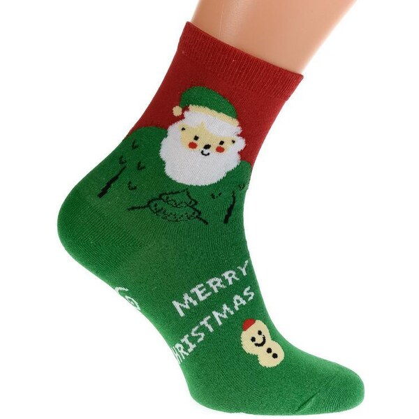 AURA.VIA Zelené trblietavé ponožky SANTA 50892187