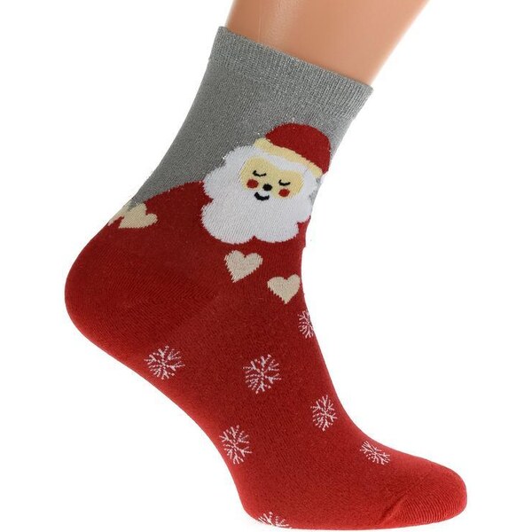 AURA.VIA Červeno-sivé trblietavé ponožky SANTA 50892188