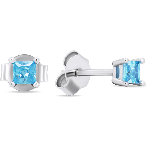 Brilio Silver Strieborné náušnice kôstky so svetlo modrými zirkónmi 66590117