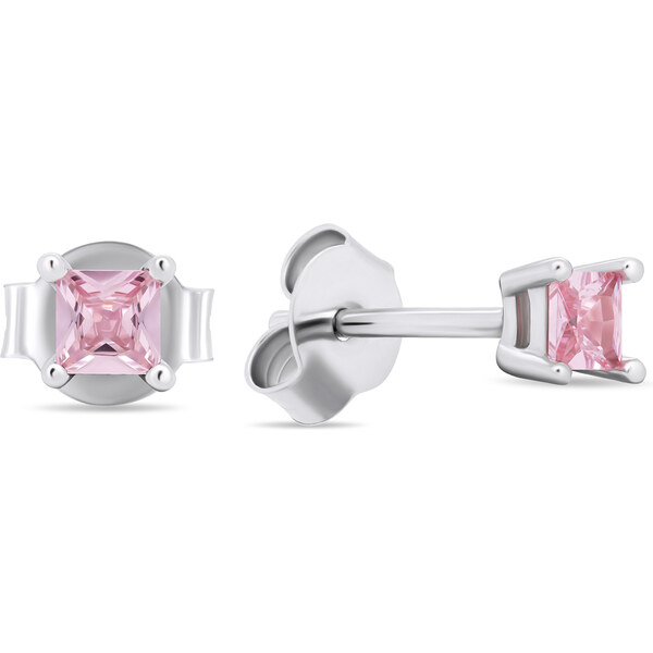Brilio Silver Strieborné náušnice kôstky so svetlo ružovými zirkónmi 66590303