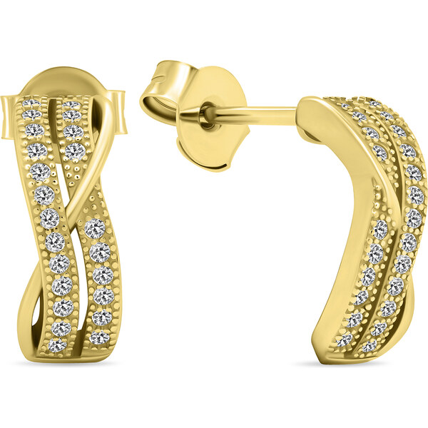 Brilio Silver Krásne pozlátené náušnice so zirkónmi EA589Y 66581022