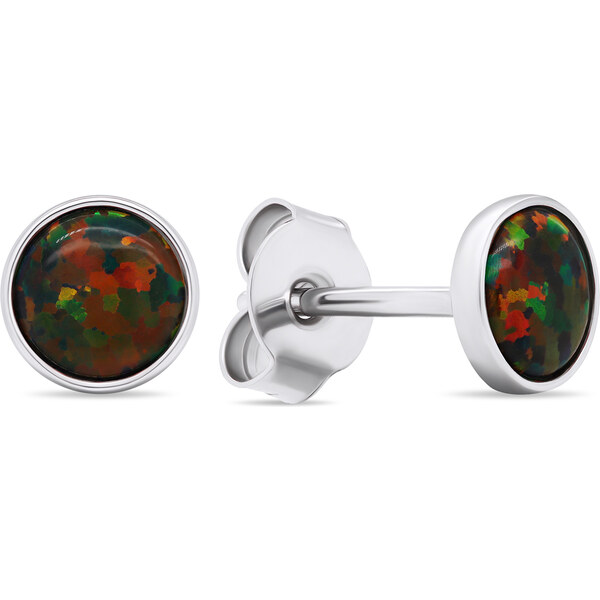 Brilio Silver Strieborné náušnice kôstky so syntetickými opálmi 66615783