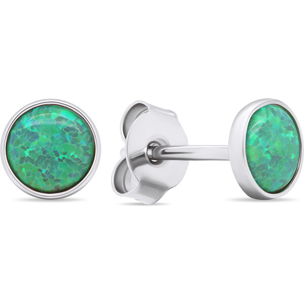 Brilio Silver Strieborné náušnice kôstky so zelenými syntetickými 66615796