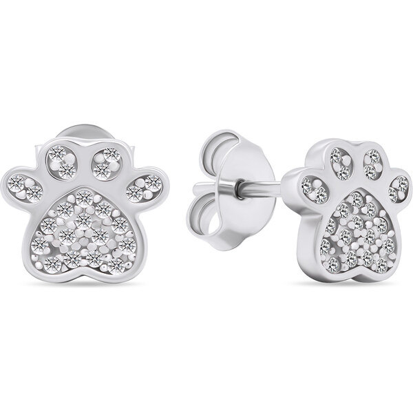 Brilio Silver Hravé strieborné náušnice s čírymi zirkónmi Tlapičky 66592523